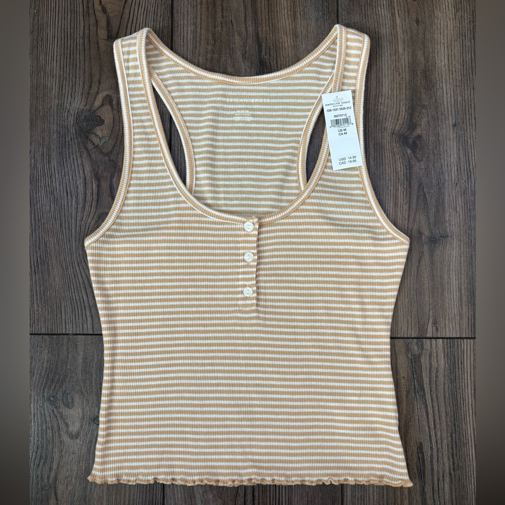 American Eagle Outfitters Tan Fitted Tank Top